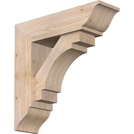 Ekena Millwork Merced Traditional Smooth Bracket w/ Offset Brace, Douglas Fir, 7 1/2"W x 26"D x 26"H BKT0806X26X26MRC01SDF